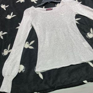 Playboy Silver Shimmer Long Sleeve